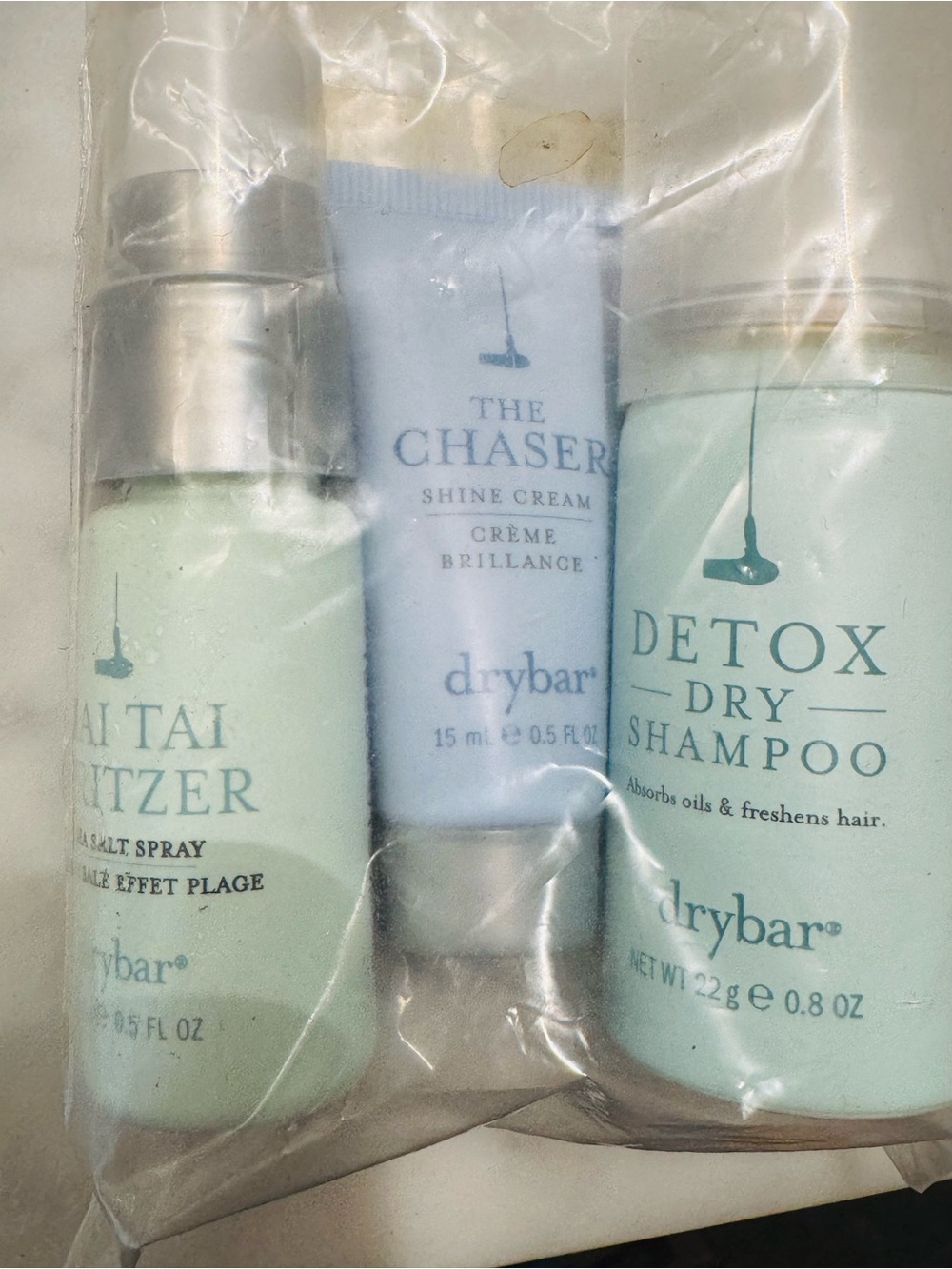 Drybar Travel Hair Care Trio - Detox Dry Shampoo, Shine Cream, and Salt Spray